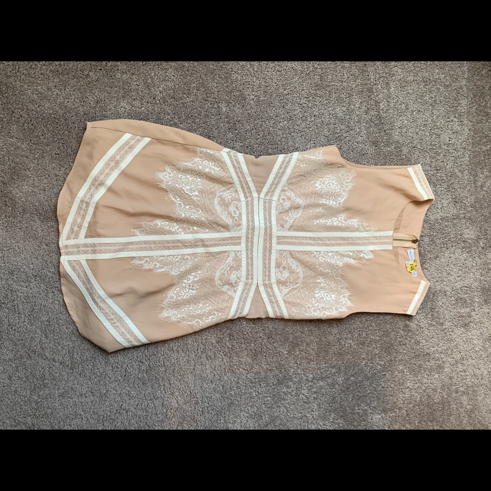 Nude & white lace dress